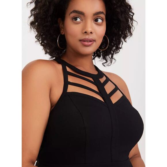 Torrid Black Size 4 4X Bergaline High Neck Cage Front Top Tank - Picture 1 of 9